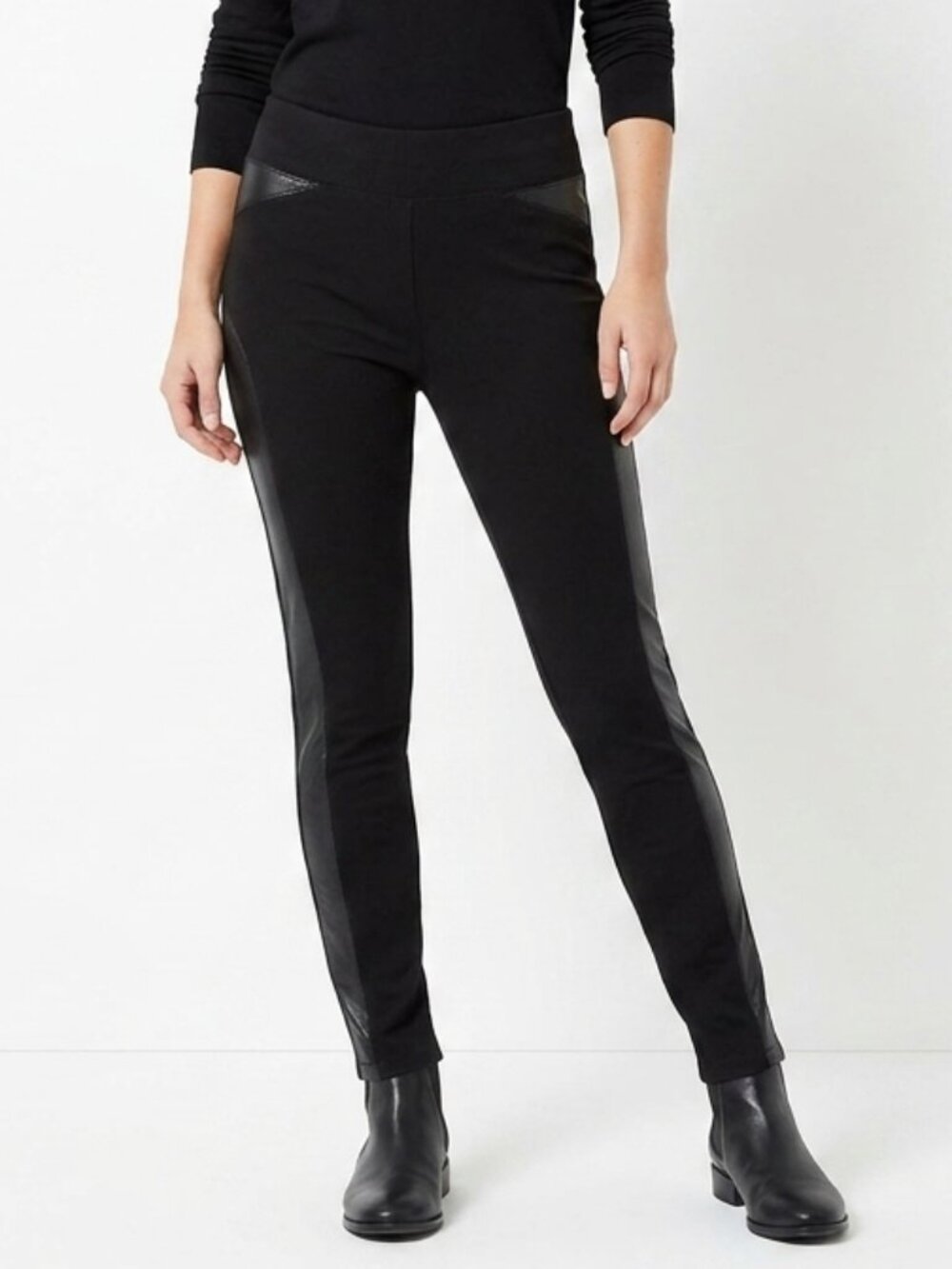 Lady Dutch Black Jersey/Pleather Leggings- Sz. Sm